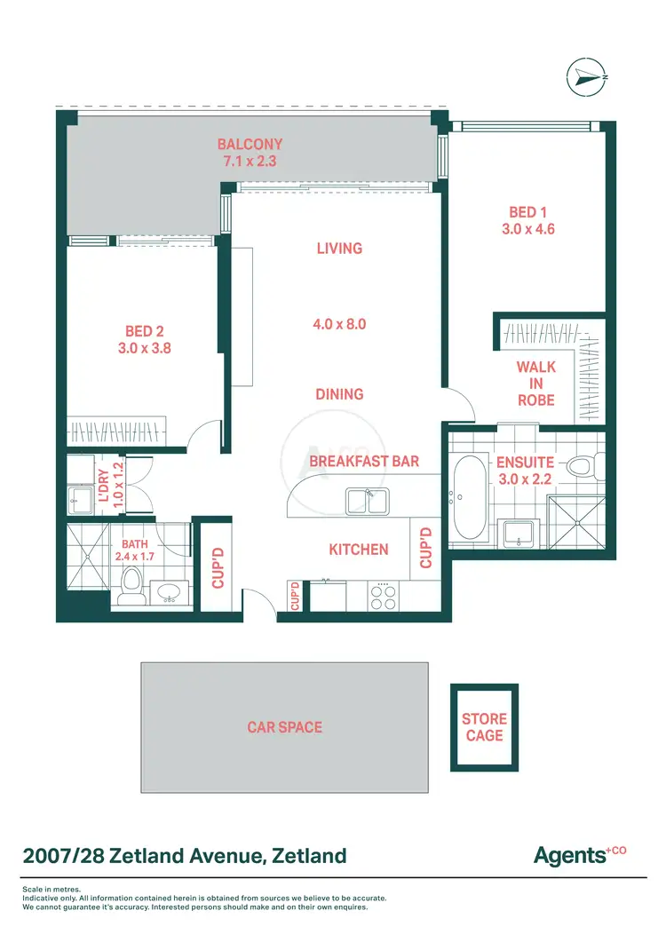 Floorplan of Homely apartment listing, 2007/28 Zetland Avenue, Zetland NSW 2017