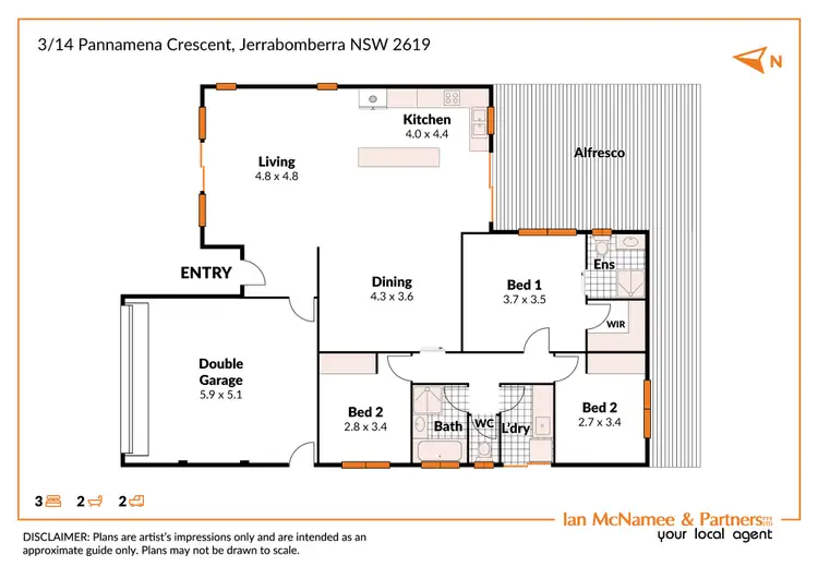 Floorplan of Homely townhouse listing, 3/14 Pannamena Crescent, Jerrabomberra NSW 2619