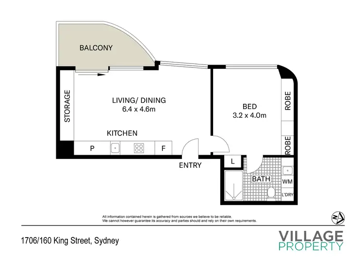 Floorplan of Homely apartment listing, 1706/160 King Street, Sydney NSW 2000