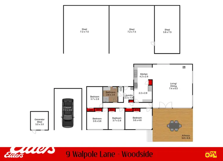 Floorplan of Homely rural property listing, 9 Walpole Lane, Woodside VIC 3874