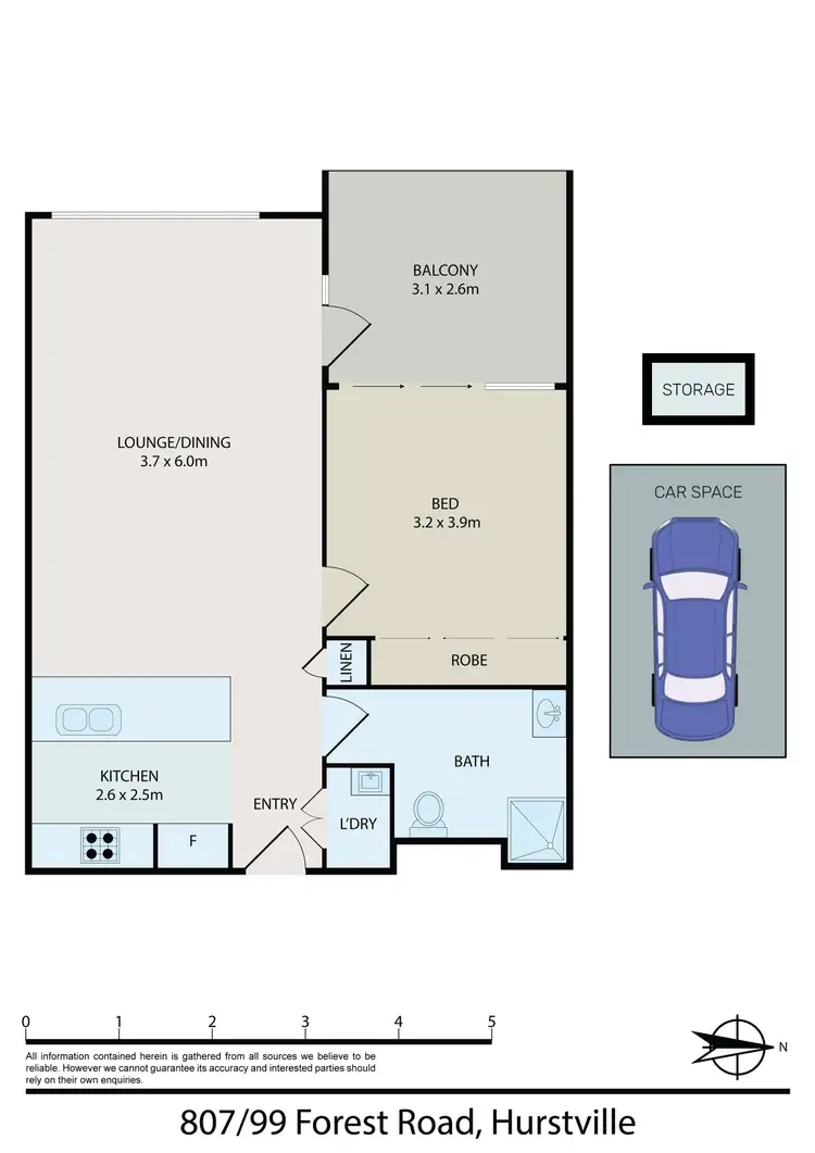 Floorplan of Homely unit listing, 807/99 Forest Road, Hurstville NSW 2220
