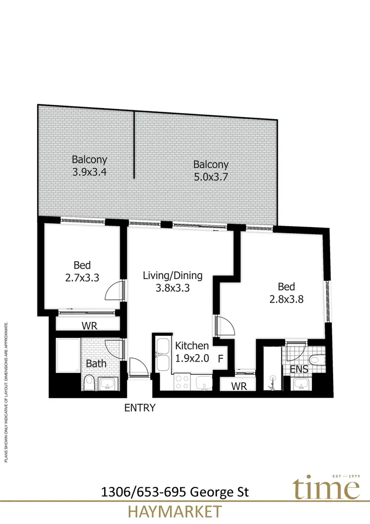 Floorplan of Homely apartment listing, 1306/653-659 George Street, Haymarket NSW 2000