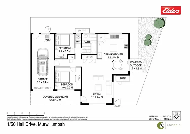 Floorplan of Homely semi-detached listing, 1/50 Hall Drive, Murwillumbah NSW 2484