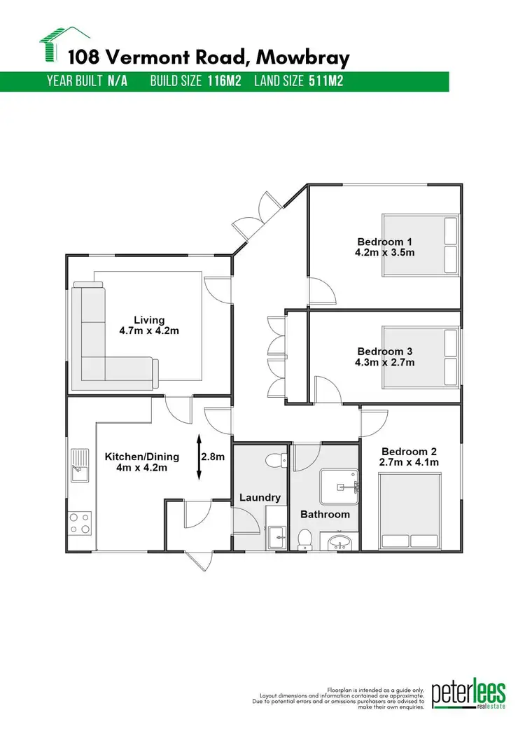 Floorplan of Homely house listing, 108 Vermont Road, Mowbray TAS 7248