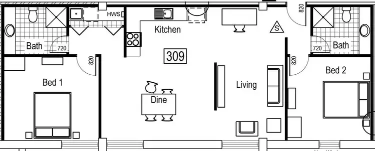 Floorplan of Homely apartment listing, Level A309/202/149-157 Thirteenth Street, Mildura VIC 3500