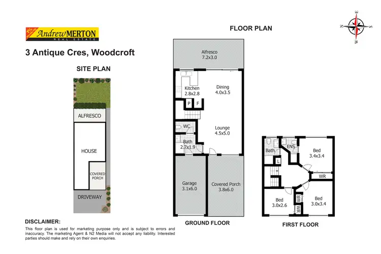 Floorplan of Homely semi-detached listing, 3 Antique Crescent, Woodcroft NSW 2767