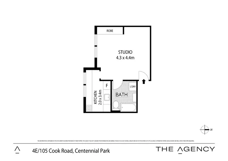 Floorplan of Homely studio listing, 4E/105 Cook Road, Centennial Park NSW 2021