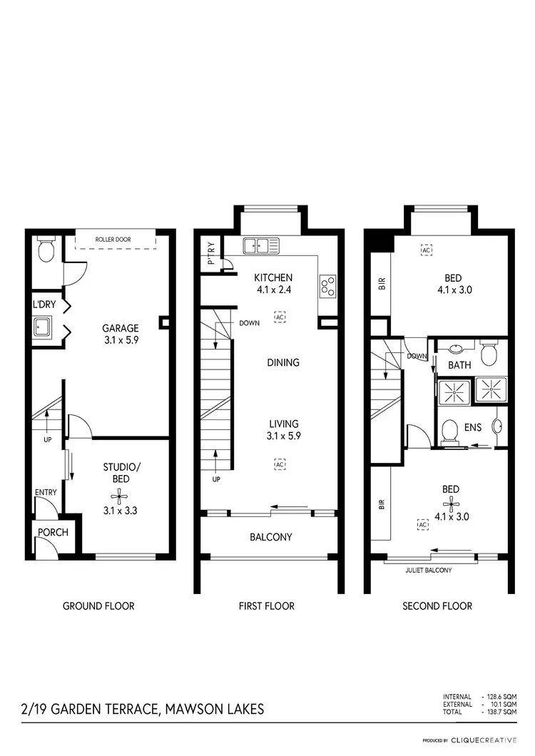 Floorplan of Homely townhouse listing, 2/19 Garden Terrace, Mawson Lakes SA 5095