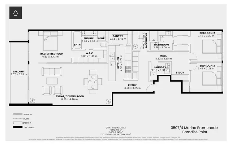 Floorplan of Homely apartment listing, 3507/4 Marina Promenade, Paradise Point QLD 4216