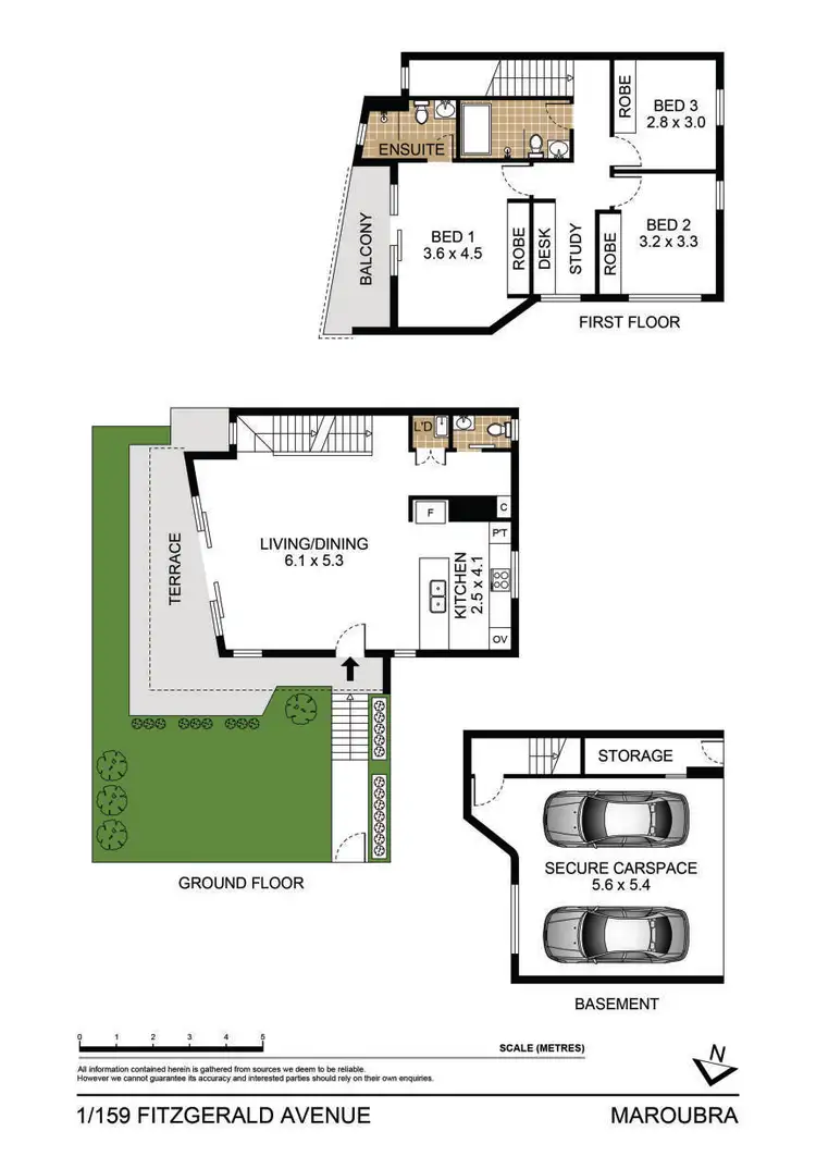 Floorplan of Homely townhouse listing, 1/159 Fitzgerald Avenue, Maroubra NSW 2035