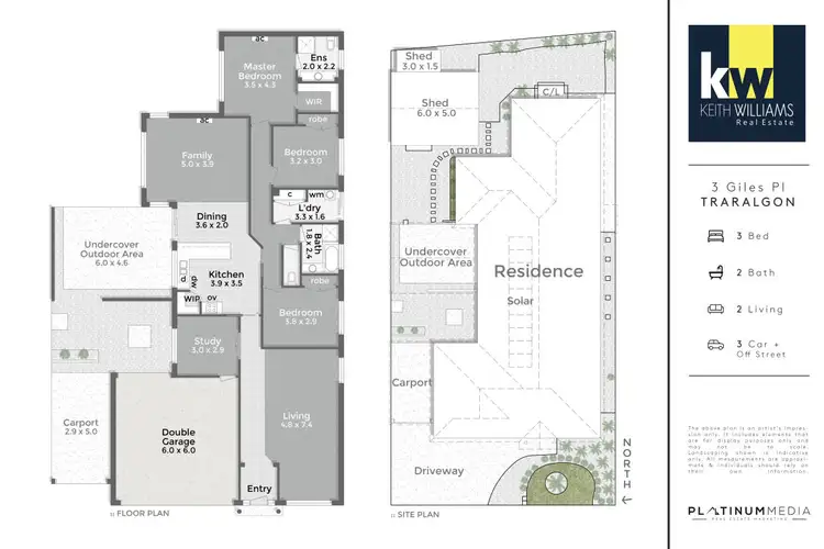 Floorplan of Homely house listing, 3 Giles Place, Traralgon VIC 3844