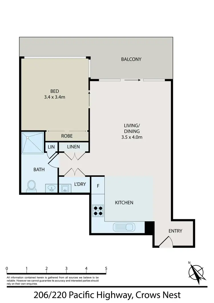 Floorplan of Homely apartment listing, 206/220 Pacific Highway, Crows Nest NSW 2065