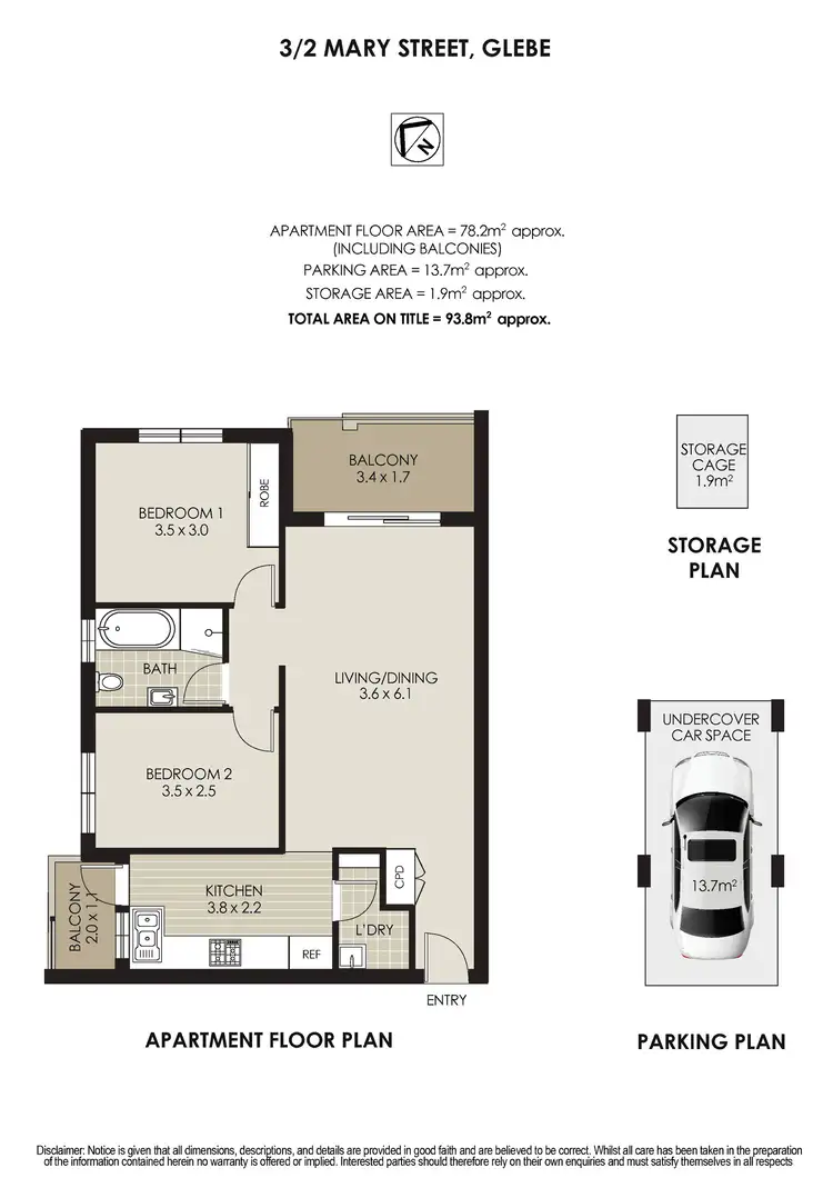 Floorplan of Homely apartment listing, 3/2 Mary Street, Glebe NSW 2037