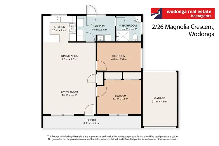Floorplan of Homely unit listing, 2/26 Magnolia Crescent, Wodonga VIC 3690