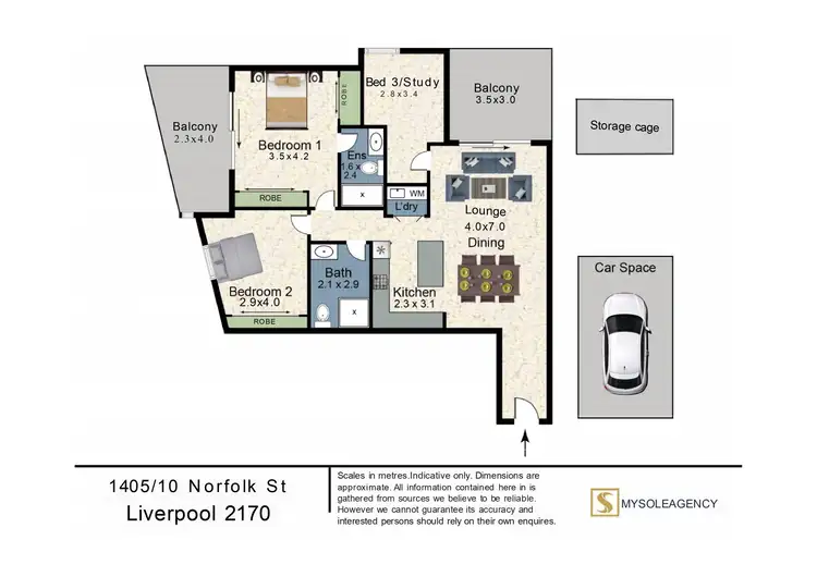 Floorplan of Homely apartment listing, Level 14/1405/10 Norfolk Street, Liverpool NSW 2170