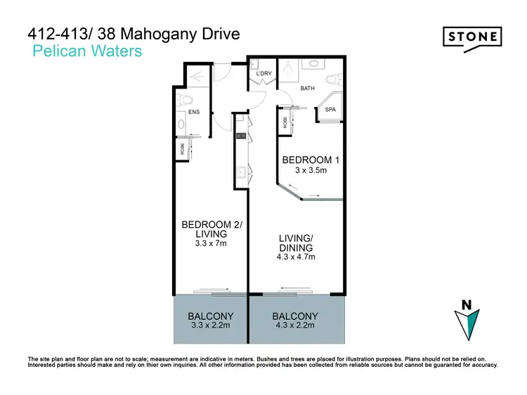 Floorplan of Homely unit listing, 412/413/38 Mahogany Drive, Pelican Waters QLD 4551