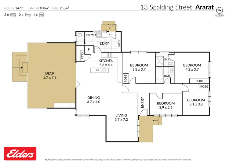 Floorplan of Homely house listing, 13 Spalding Street, Ararat VIC 3377