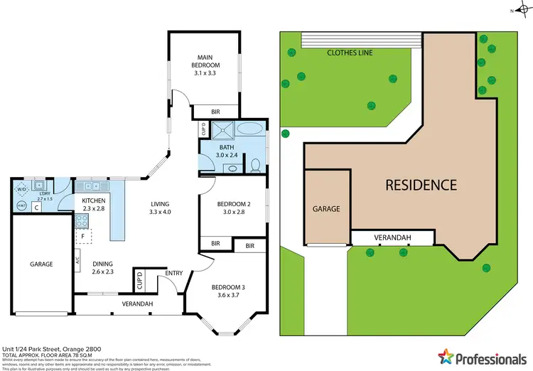 Floorplan of Homely townhouse listing, 1/24 Park Street, Orange NSW 2800