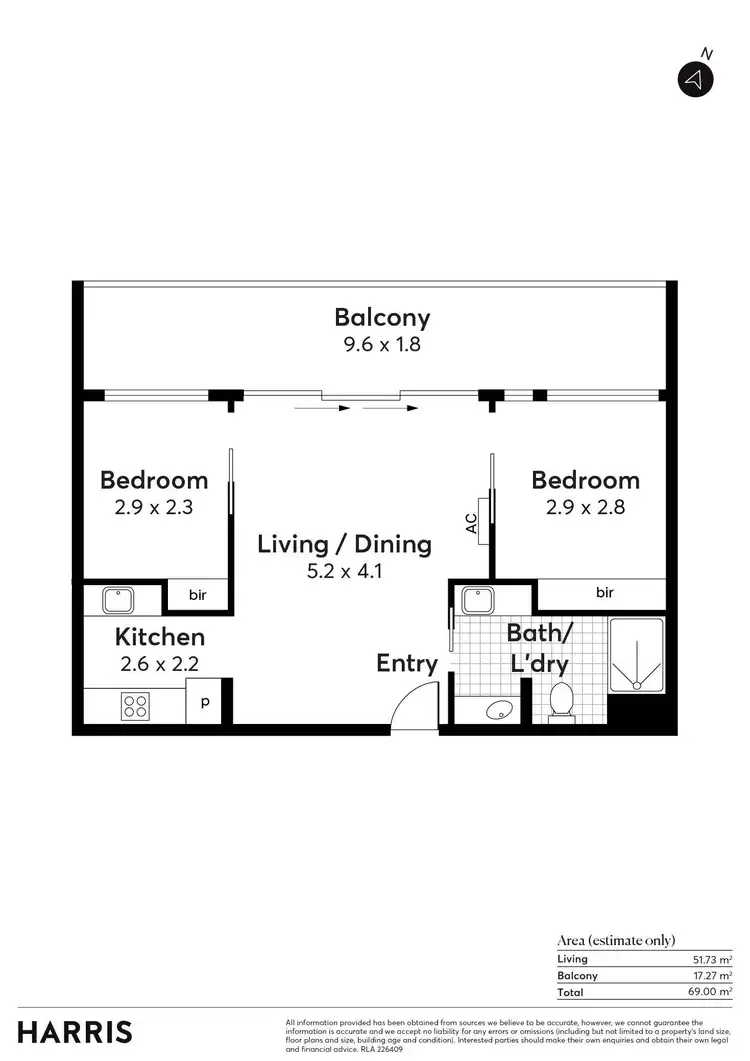 Floorplan of Homely apartment listing, 813/33 Warwick Street, Walkerville SA 5081