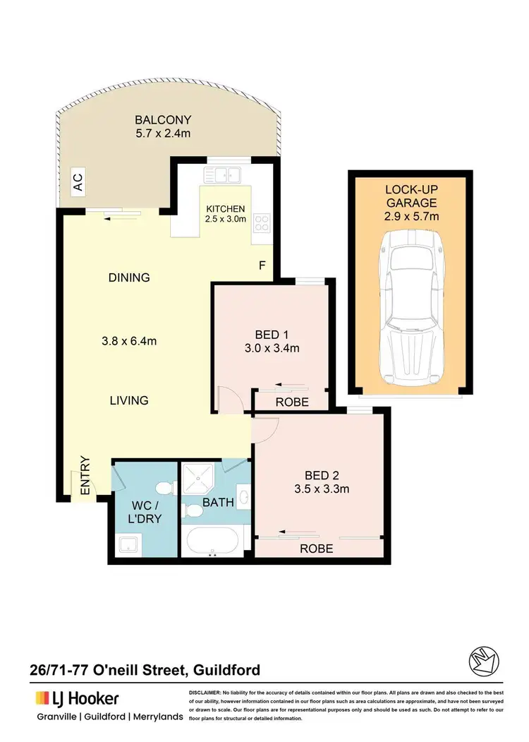 Floorplan of Homely unit listing, 26/71-77 O'Neill Street, Guildford NSW 2161