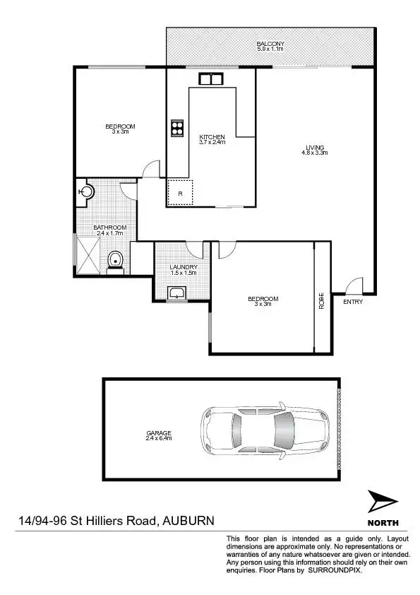 Floorplan of Homely unit listing, 14/94-96 St Hilliers Road, Auburn NSW 2144