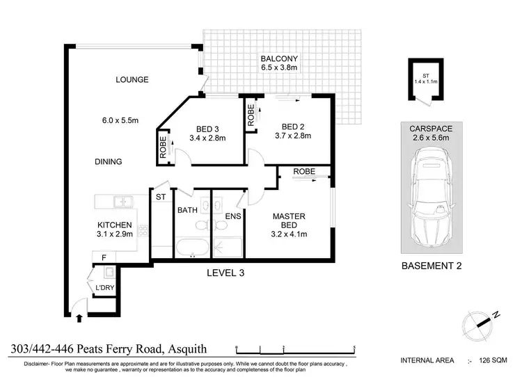 Floorplan of Homely unit listing, 303/442-446 Peats Ferry Road, Asquith NSW 2077