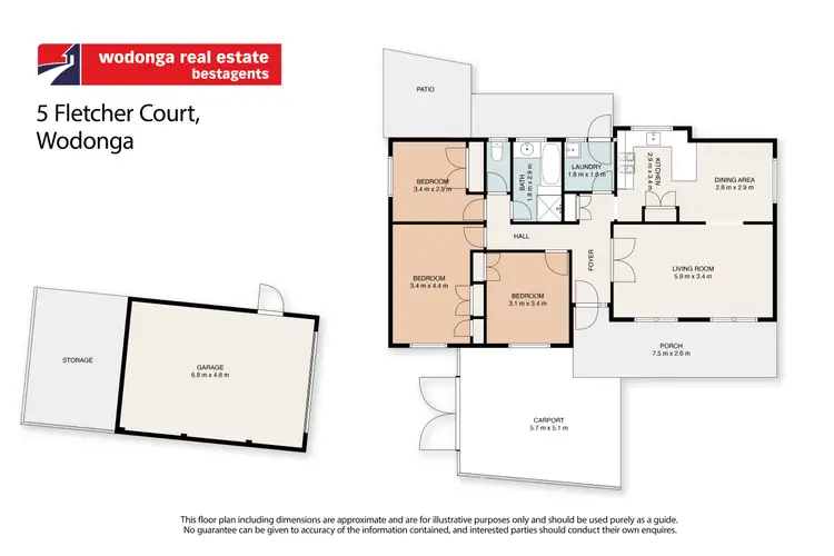 Floorplan of Homely house listing, 5 Fletcher Court, Wodonga VIC 3690