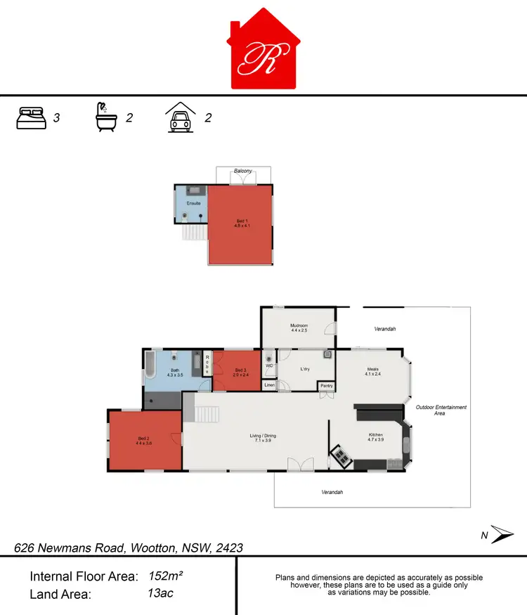 Floorplan of Homely rural property listing, 626 Newmans Road, Wootton NSW 2423