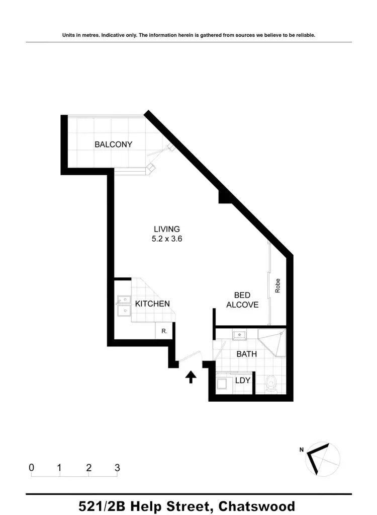 Floorplan of Homely studio listing, 521/2B Help Street, Chatswood NSW 2067