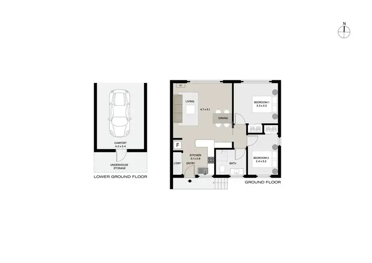 Floorplan of Homely unit listing, 1/40 Abbott Street, East Launceston TAS 7250
