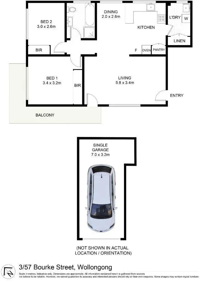 Floorplan of Homely apartment listing, 3/57-59 Bourke Street, North Wollongong NSW 2500
