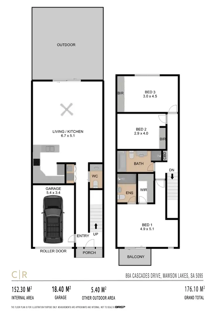 Floorplan of Homely townhouse listing, 86A Cascades Drive, Mawson Lakes SA 5095