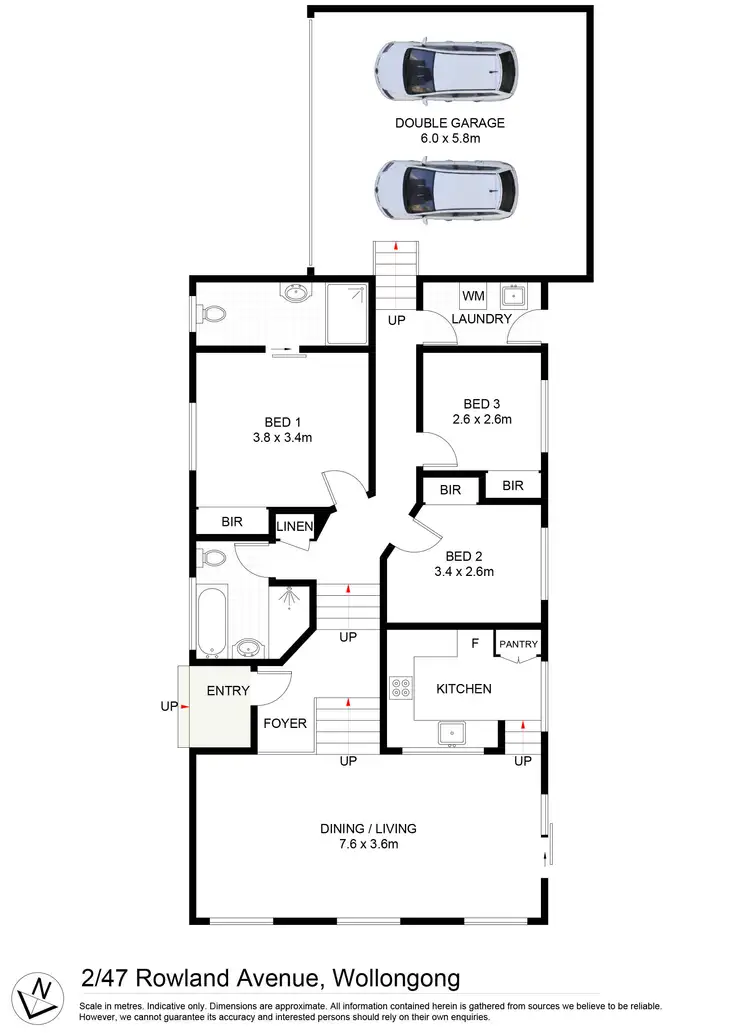Floorplan of Homely townhouse listing, 2/47 Rowland Avenue, Wollongong NSW 2500