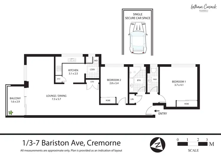 Floorplan of Homely unit listing, 1/3-7 Bariston Avenue, Cremorne NSW 2090