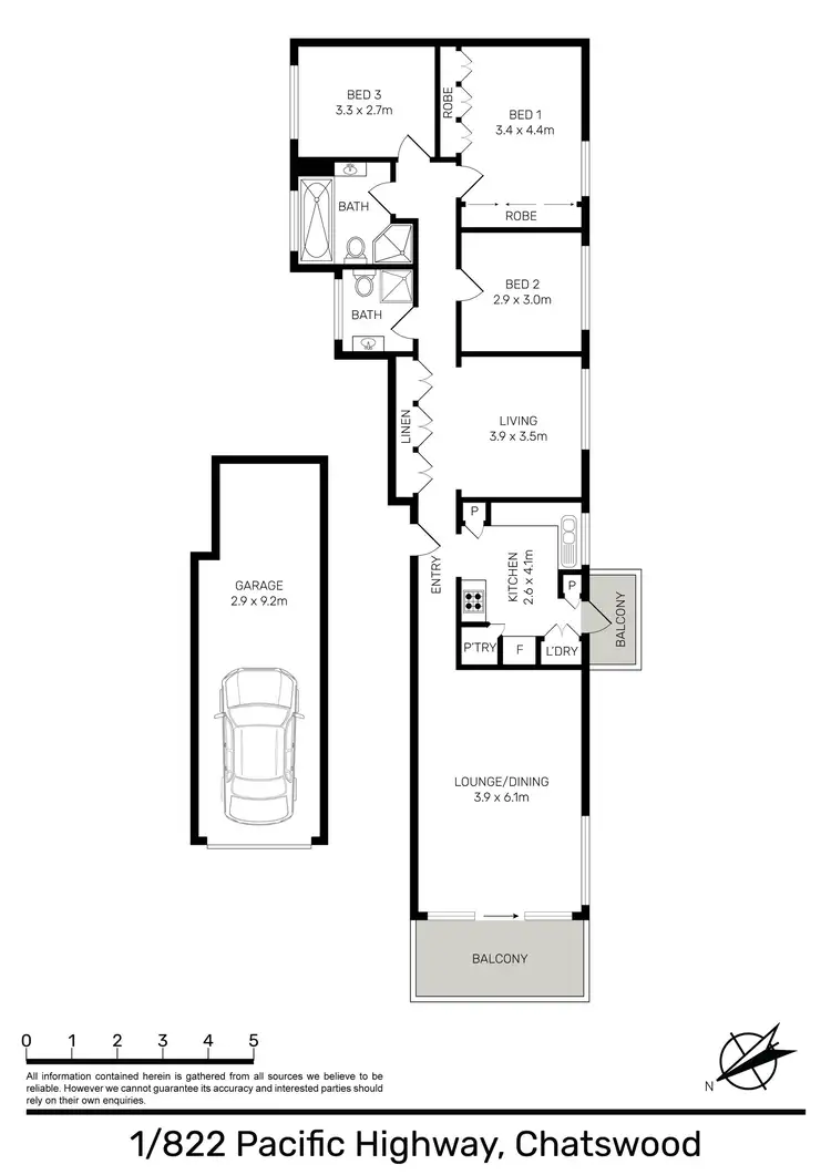 Floorplan of Homely unit listing, 1/822 Pacific Highway, Chatswood NSW 2067