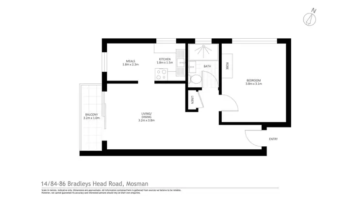 Floorplan of Homely unit listing, 14/84-86 Bradleys Head Road, Mosman NSW 2088