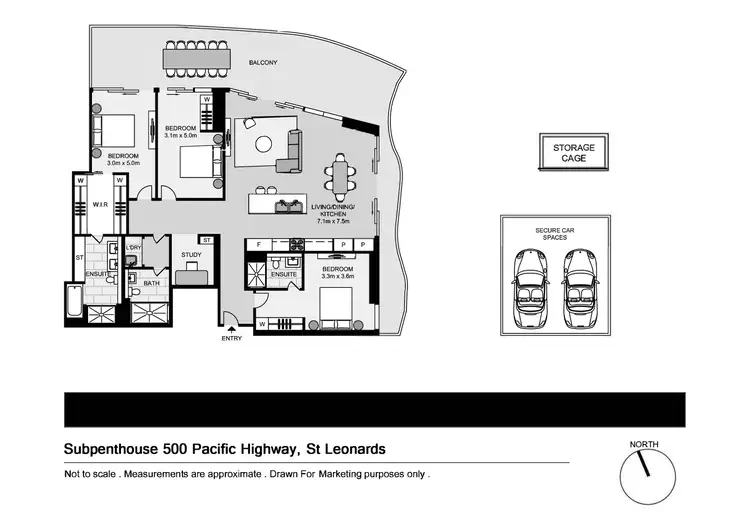 Floorplan of Homely apartment listing, 5605/500 Pacific Highway, St Leonards NSW 2065