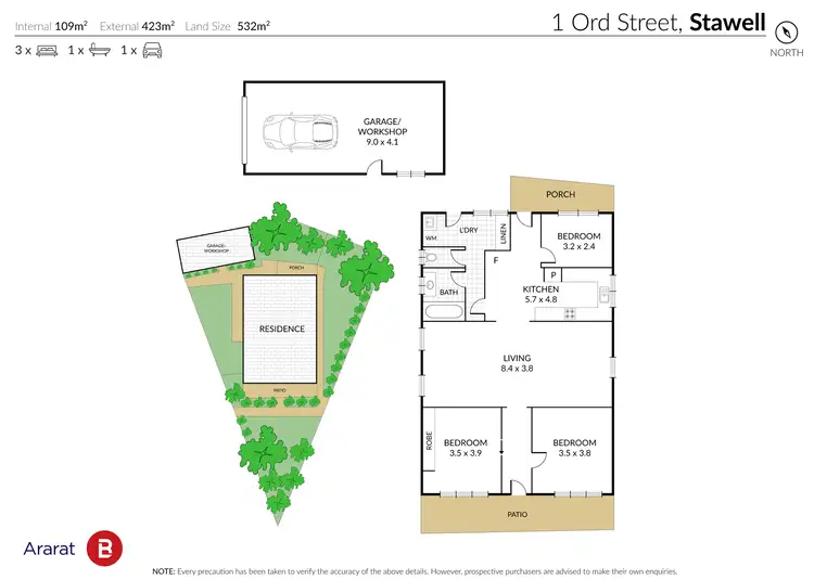 Floorplan of Homely house listing, 1 Ord Street, Stawell VIC 3380