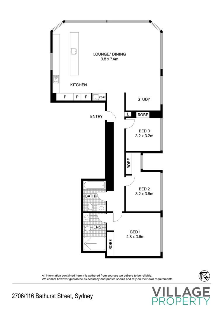 Floorplan of Homely apartment listing, 2706/116 Bathurst Street, Sydney NSW 2000