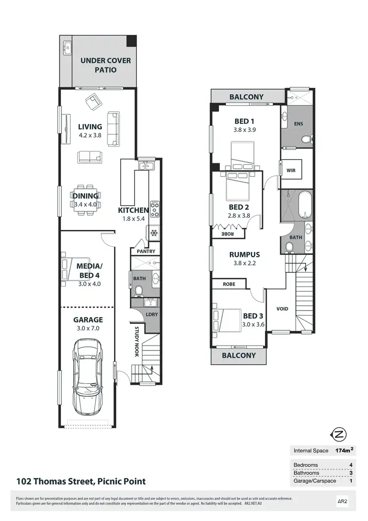 Floorplan of Homely semi-detached listing, 102 Thomas Street, Picnic Point NSW 2213