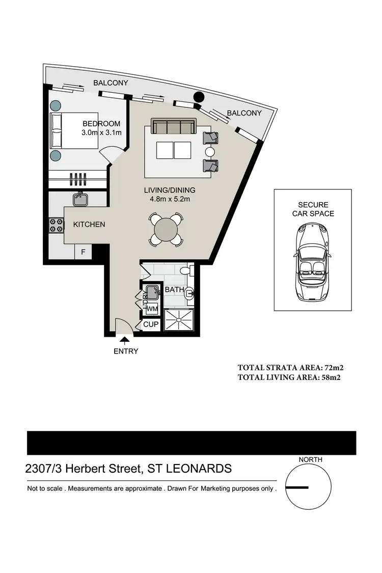 Floorplan of Homely apartment listing, 2307/3 Herbert Street, St Leonards NSW 2065
