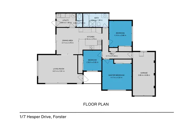 Floorplan of Homely villa listing, 1/7 Hesper Drive, Forster NSW 2428