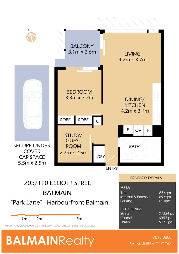 Floorplan of Homely apartment listing, 203/110 Elliott Street, Balmain NSW 2041