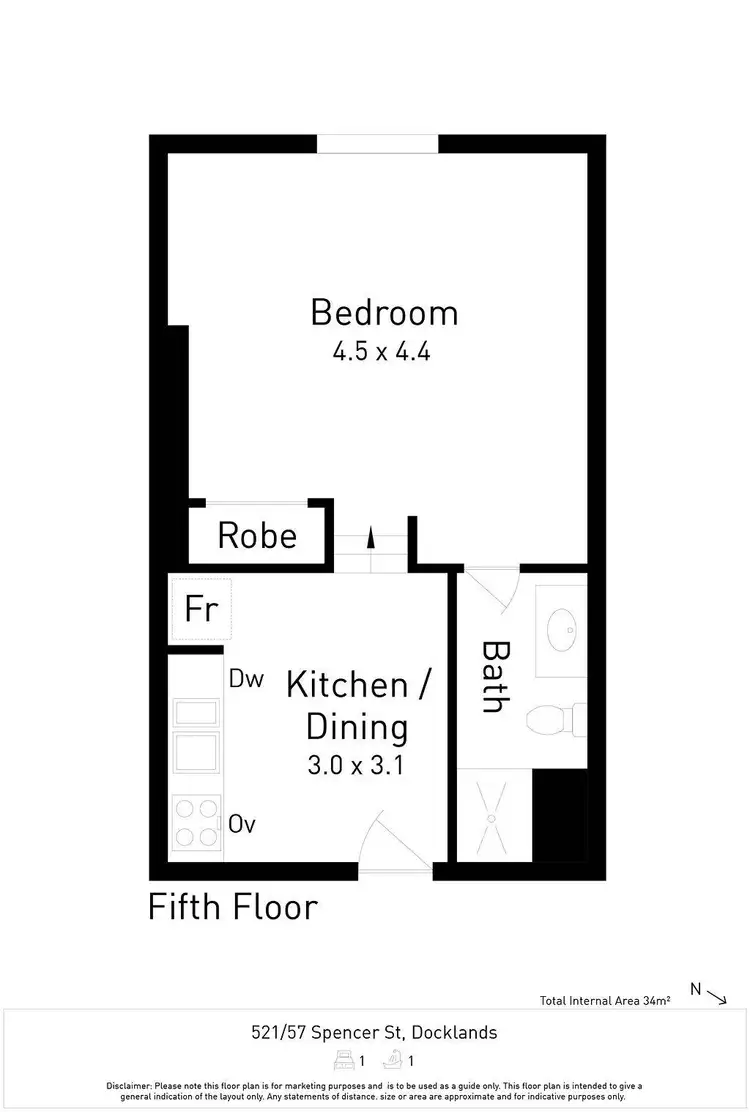 Floorplan of Homely apartment listing, 521/57 Spencer Street, Melbourne VIC 3000