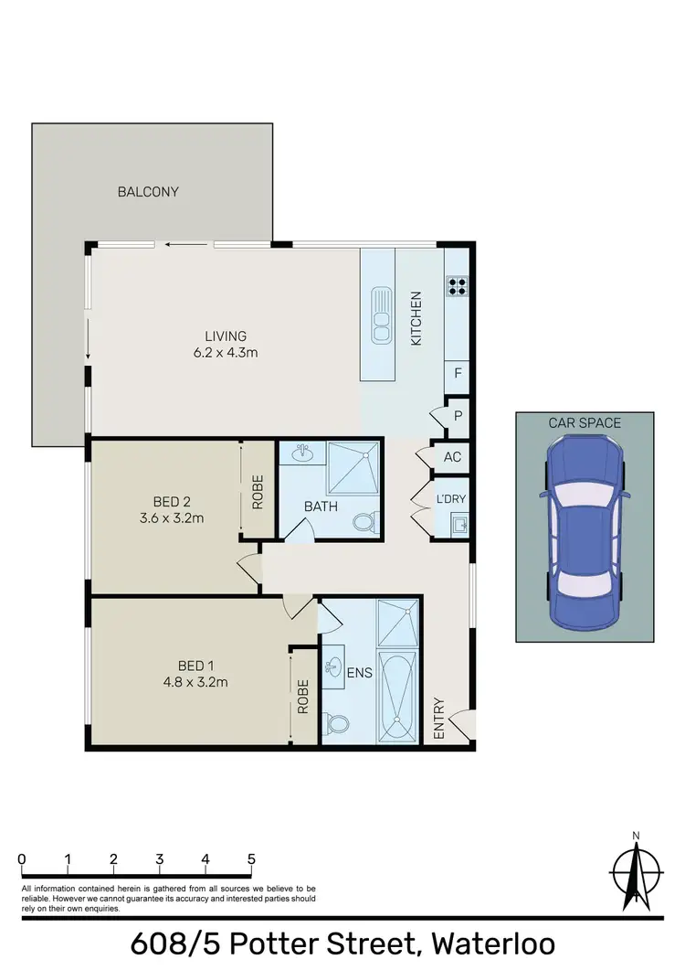 Floorplan of Homely apartment listing, 608/5 Potter Street, Waterloo NSW 2017