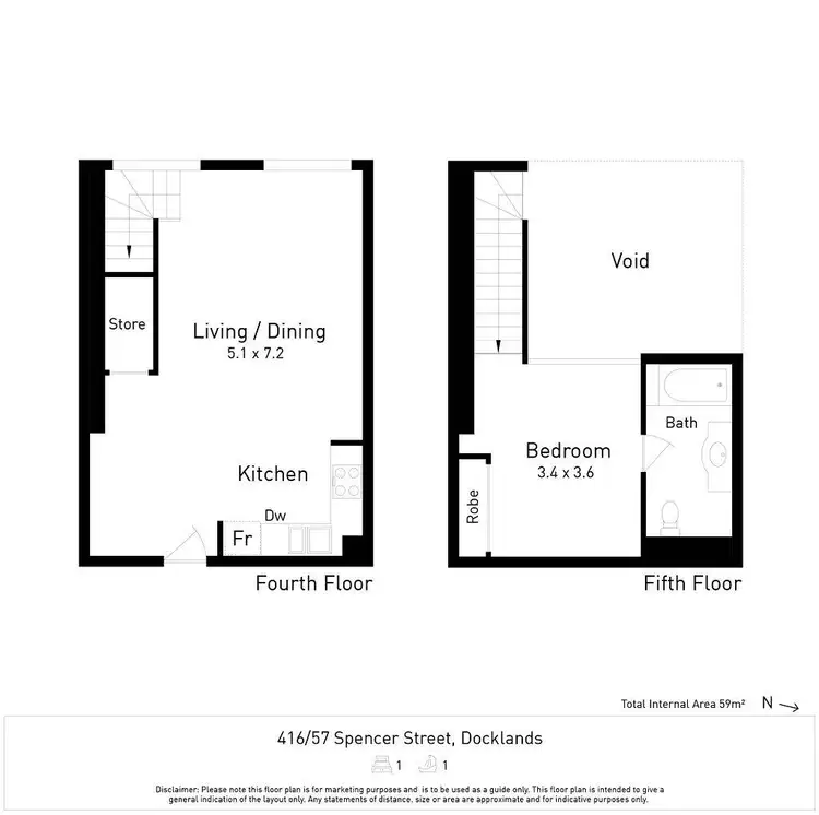 Floorplan of Homely apartment listing, 416/57 Spencer Street, Melbourne VIC 3000