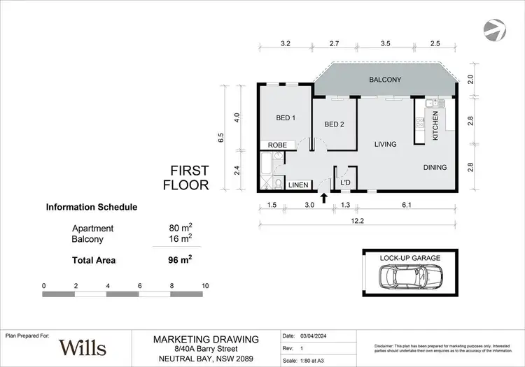 Floorplan of Homely unit listing, 8/40A Barry Street, Neutral Bay NSW 2089