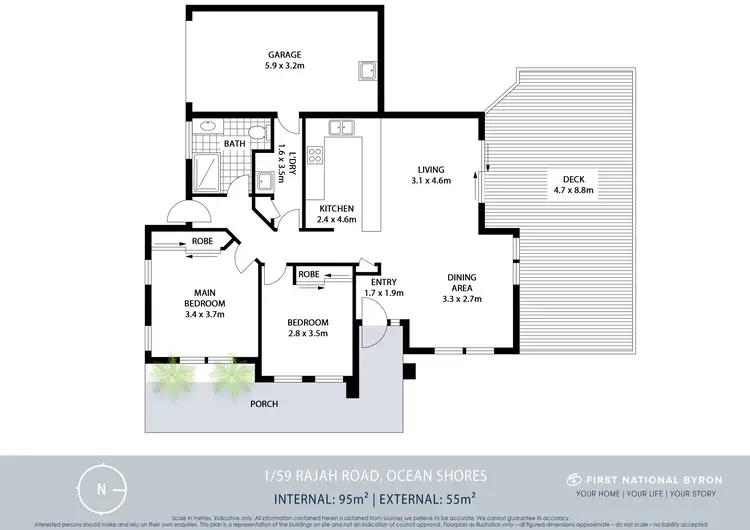 Floorplan of Homely unit listing, 1/59 Rajah Road, Ocean Shores NSW 2483