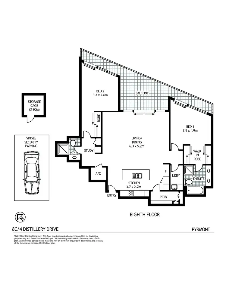 Floorplan of Homely apartment listing, 8C/4 Distillery Drive, Pyrmont NSW 2009