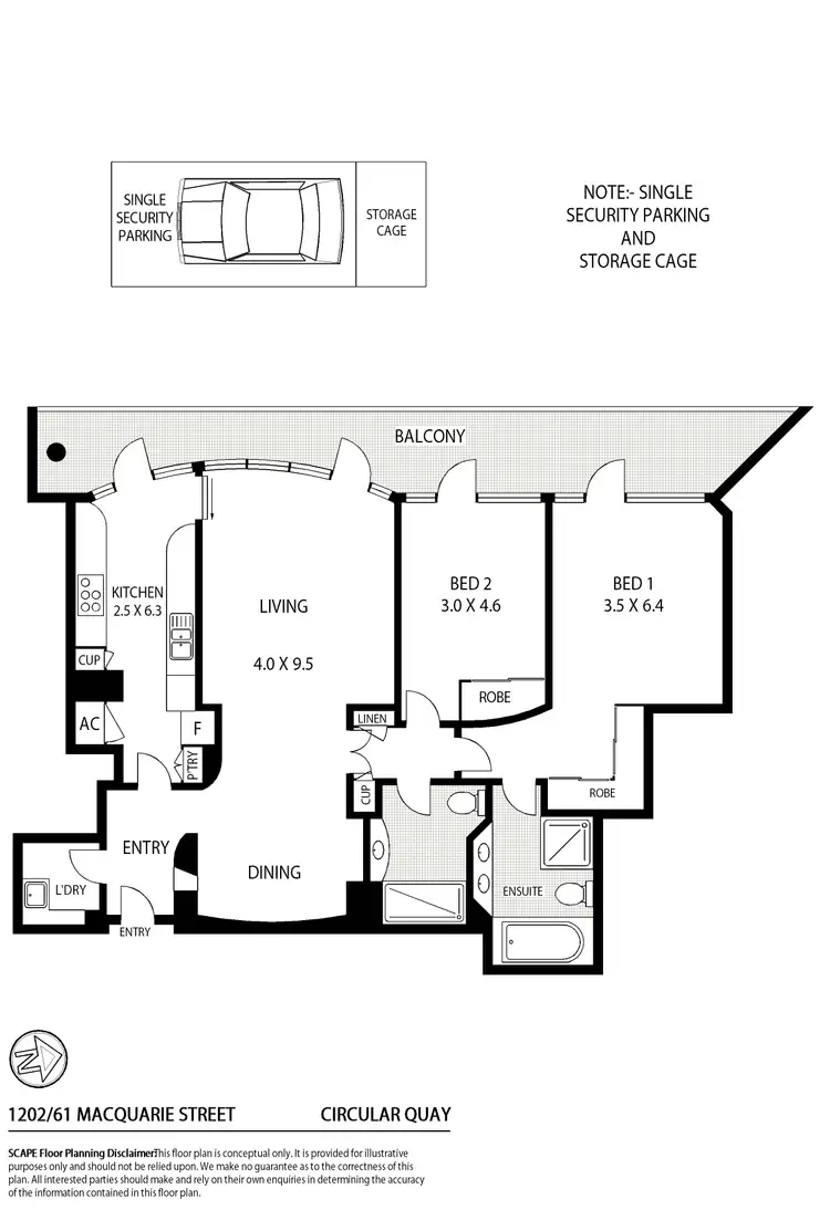 Floorplan of Homely apartment listing, 1202/61-69 Macquarie Street, Sydney NSW 2000